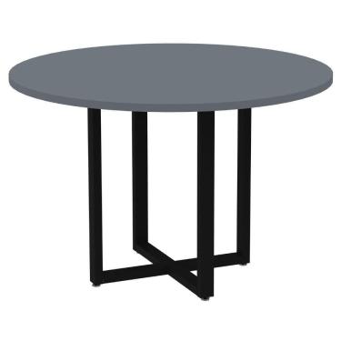 Imagem de Mesa De Reunião Redonda P25 Pandin 110 Cm (largura) Tampo Mdp Grafito Pé Aço Tubular Preto