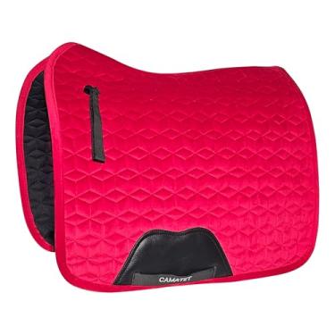 Imagem de CAMATET Almofada de sela de adestramento inglês rosa, alforje equestre de contato próximo, 64,8 cm x 57 cm de camurça para cavalo