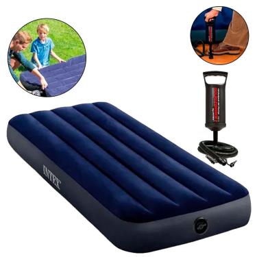 Imagem de Colchão inflável solteiro Fiber Tech 64756 INTEX + bomba