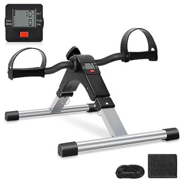 Imagem de Uten Pedal de exercitador dobrável, mini bicicleta ergométrica sob a mesa portátil para bicicleta ergométrica, peddler de braço e perna com monitor LCD prata-1