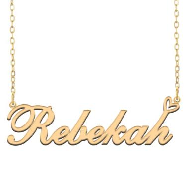 Imagem de A168A Rebekah Colar com nome personalizado, banhado e personalizado, para mãe, filha, Natal, Ano Novo, ouro, Metal, Sem Pedra Preciosa