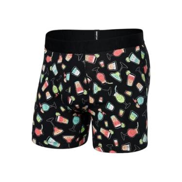 Imagem de SAXX Underwear Co. Roupa íntima masculina com bolsa Droptemp Cueca boxer de algodão refrescante, Happy Hour- preta, 2GG