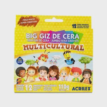 Imagem de Giz De Cera Multicultural Tons de Pele com 12 Cores 110g - Acrilex Ref 09122