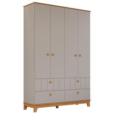 Imagem de Guarda Roupa Infantil Biscoito 4 Portas e 4 Gavetas - Permóbili Baby Fendi/Nature