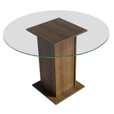 Imagem de Mesa de Jantar Redonda Madesa 5325 com Tampo de Vidro - Rustic
