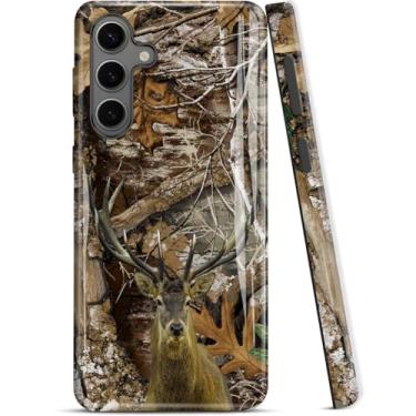 Imagem de ZISKGZO Capa compatível com Samsung Galaxy A56 5G, capa de silicone rígida de 2 camadas 2 em 1, capa protetora à prova de choque, veado camuflado