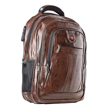 Imagem de Mochila Executiva Masculina Couro Impermeável Notebook Encaixe USB 50 