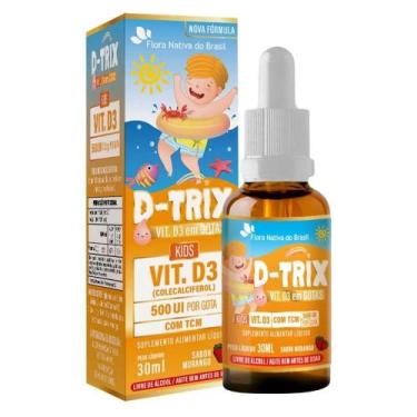 Imagem de D-Trix Vitamina D3 Gotas 500UI Sabor Morango 30ml - FLORA NATIVA