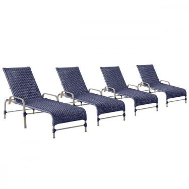 Imagem de 4 Espreguiçadeiras Reclinavel Catar Fendi Corda Nautica Trama Original