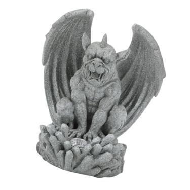 Imagem de Ｂｅｓｇａ Estátua do jardim de escultura de gárgula com ornamento solar leve à prova de intempéries Iluminação decorativa para pátio Presente de inauguração do, Cinza