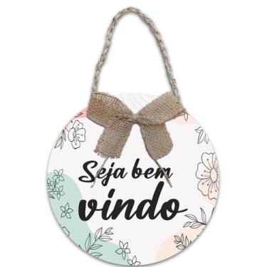 Imagem de Decoração Placa de Porta Guirlanda Frases Bem vindo Jesus Vive Lar Abe