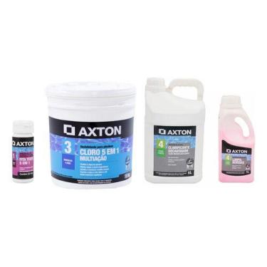 Imagem de Kit Tratamento Piscina Cloro, Fita, Clareamento, Limpa Borda - Axton