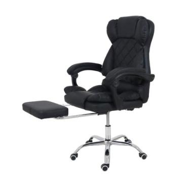 Imagem de Cadeira de Escritório Diana Com Pillow Top Cor Preta Com Apoio de pé -