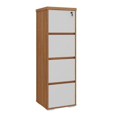 Imagem de Armário para Escritório com 4 Gavetas e Chave Arquivo - Artany, Freijó