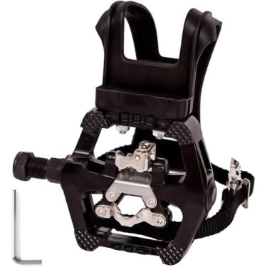 Imagem de YBEKI Pro-Grade SPD Spin Pedais e correias/clipe de dedo do pé para exercício interno ciclismo e Spin Peloton/Schwinn/Sunny/Bikes compatíveis, eixo de 9/40.6 cm com rolamentos selados + 12 meses de