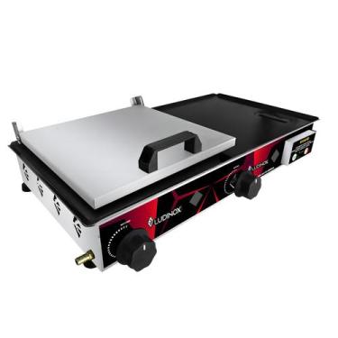 Imagem de Chapa Industrial A Gás Profissional 30x60 + acessório para Lanches - L