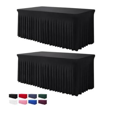 Imagem de Saias de mesa BDDC para mesas retangulares de 6 pés - pacote com 2 pre