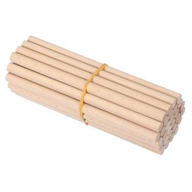 Imagem de PATIKIL Vareta de madeira de 1/2 x 20 cm, 30 peças de cavilhas de madeira redondas inacabadas, hastes de madeira pré-cortadas para projetos de artesanato, decoração de casa, cor natural
