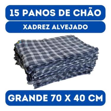Imagem de Kit C/ 15 Un-Pano De Chão Grande Xadrez 70x40cm - Saco Duplo Ev - Neve