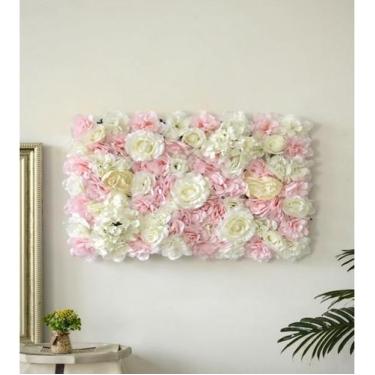 Imagem de Painel De Flores Artificiais Casamento Fotos Festa 40x60cm Rosa, Mescl