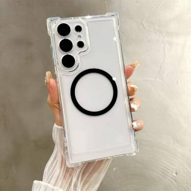 Imagem de Capa magnética transparente Armour para Samsung S25 S23 S24 Plus S21 S22 Ultra Luxury Corners Reforçada Capa protetora, preta, para Galaxy S25Plus