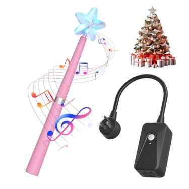 Imagem de Kit de tomada de controle remoto de varinha de Natal com música surpresa, varinha de luz mágica para luzes de árvore de Natal, tomada inteligente para decoração de casa, presente de Natal, interruptor