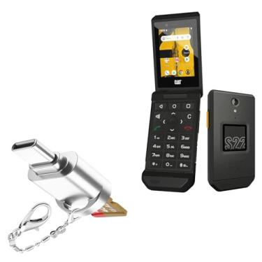 Imagem de BoxWave Adaptador compatível com CAT S22 Flip - minileitor de cartão micro SD, leitor USB tipo-C OTG chaveiro adaptador USB 3.0 - prata metálico