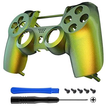 Imagem de eXtremeRate – Capa de proteção frontal macia para PlayStation 4 PS4 Pro Slim Controller CUH-ZCT2 JDM-040 JDM-050 JDM-055, Chameleon Green Gold