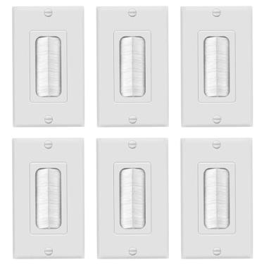 Imagem de TOPGREENER Pacote com 6 placas de parede com cerdas e inserção de passagem multimídia para cabos de baixa tensão, cabos HDMI, cabos coaxiais, fios de alto-falante, sistemas de home theater, tamanho