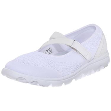 Imagem de Tênis esportivo feminino TravelActiv Mary Jane para caminhada – bege, marrom, Branco, 7 X-Wide