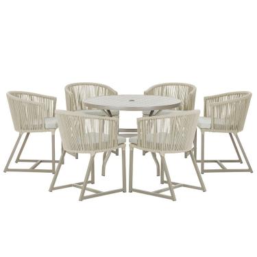 Imagem de Mesa com 6 Cadeiras de Jantar Roma 120cm e Noronha em Alumínio