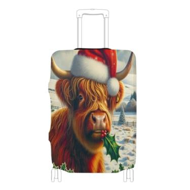Imagem de Joisal Capa de bagagem personalizada para árvore de Natal musical com protetor de mala de 45 a 81 cm, Vaca de Papai Noel de Natal, XL 29-32 in