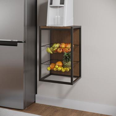 Imagem de Fruteira Vertical De Parede Imbuia/Branco Preto Com Imbuia