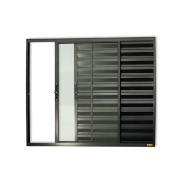 Imagem de Veneziana Confort 3 Folhas Vidro Liso 80cm X 80cm Brimak Preto