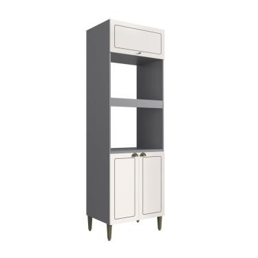 Imagem de Torre Quente 3 Portas 2 Nichos Para Forno Roma Edez Grafite/Branco