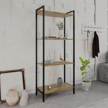 Imagem de Estante Para Livros Industrial Aço Multiuso 4 Prateleiras 146Cm Active Yescasa Mel