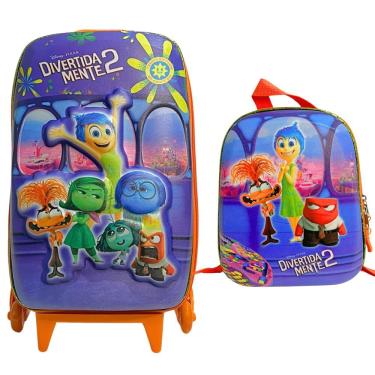 Imagem de Mochila Roda Tripla 3d + Lancheira Disney Divertidamente 2 Diplomata Roxo