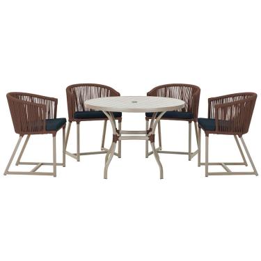 Imagem de Mesa Com 4 Cadeiras E Noronha Estofado 12 Trama Original Marrom