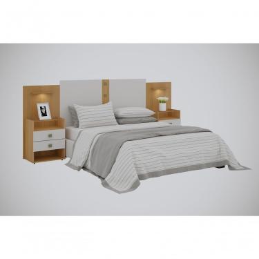 Imagem de Cabeceira Casal/queen 1,40/1,60m Rubi Extensível Com 2 Mesas De Cabeceira - D'doro Cinamomo/off White