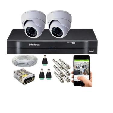 Imagem de Kit Cftv 2 Câmeras Segurança Dome Ir Dvr Mhdx Intelbras S/Hd