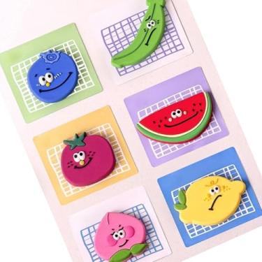 Imagem de Conjunto de ímãs de geladeira com expressão de frutas engraçadas - 6 ímãs de geladeira engraçados de expressões de frutas para adicionar charme aos seus eletrodomésticos, notas e fotos
