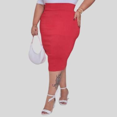 Imagem de Saia Plus Size de Moda Básica Evangélica Vermelha - Mayara Manzano, G3