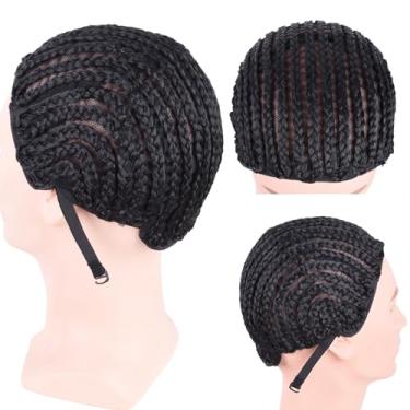 Imagem de MY LIKE Touca De Peruca Trançada Com Alças Ajustáveis Médias E Tranças Crochê 2 Pentes Para Fazer Perucas Pretas Duráveis Estáveis, Mais Fáceis Costurar Tecer, 1 Peça/Lote