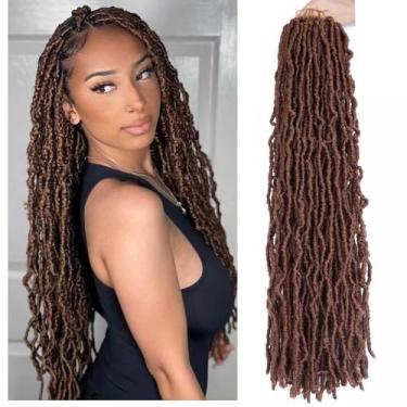 Imagem de Layashow Pacote Com 6 Soft Locs Crochet Hair Pré-Laçado Faux Braids Goddess Dreadlocs Sintéticos Para Mulheres Negras (30#, 30" (Pacote 6))