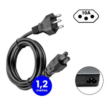 Imagem de Cabo De Força Tripolar 10A Tipo Mickey Para Notebook Laptop De 1,20 Me