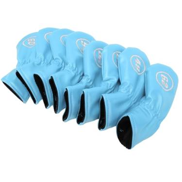 Imagem de Capas de cabeça de clube de poliuretano, capas de cabeça de ferro de clube 8 peças de pelúcia interna 48 50 52 54 56 58 60 62 graus para sutiã (azul claro)