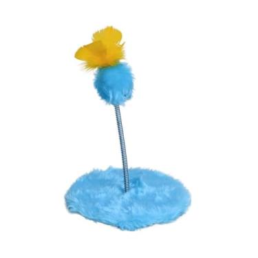 Imagem de Brinquedo Gato Mola Maluca Chocalho Brinquedo Para Gatos Exclusivo Tipo Arranhador Gato (Azul)