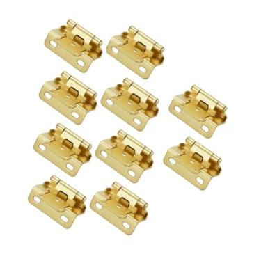 Imagem de IEUDNS 10 peças de dobradiças de armário com fechamento automático, 1/2 sobreposição, semi-envoltório doméstico, envoltório parcial para portas de armário, Dourado