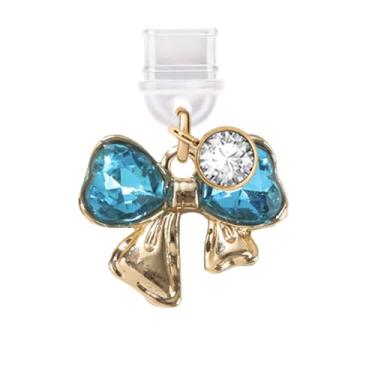 Imagem de ELISE & FONDA Porta de carregamento tipo C TP688, plugue antipoeira, pequeno arco de cristal 3D, pingente de celular para iPhone 15/16/Samsung/OnePlus/Xiaomi/oppo telefones Android (azul)