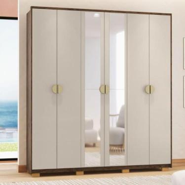 Imagem de Kit Guarda Roupa Espelho e Cômoda Sapatelira Bali Imbuia Fendi - CASA 